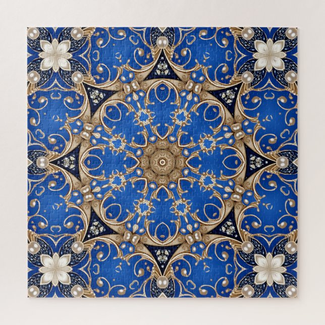 Blaues Gold Dekoratives Puzzle (Vertikal)
