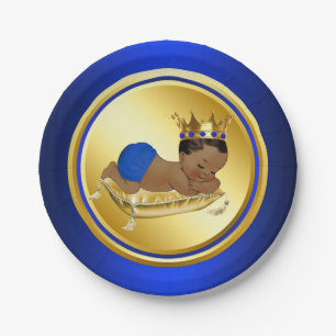 Blaues Gold Ethnischer Prinz Baby Shower Papierpla Pappteller
