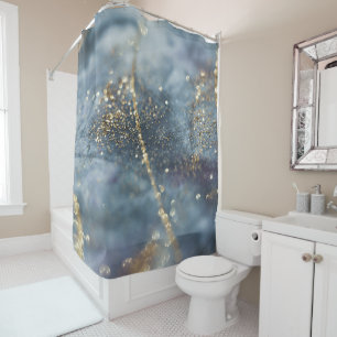 Blaues Gold Glitter Glam 1 Duschvorhang