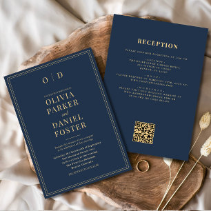 Blaues Gold in einem QR-Code Einladung