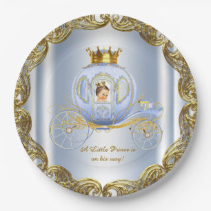 Blaues Gold Prinz Königliche Kutsche Prinz Baby Sh Pappteller