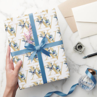 Blaues Gold Schmetterling Quinceañera Geschenkpapi Geschenkpapier