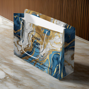 Blaues Gold und weißer Marmor Große Geschenktüte