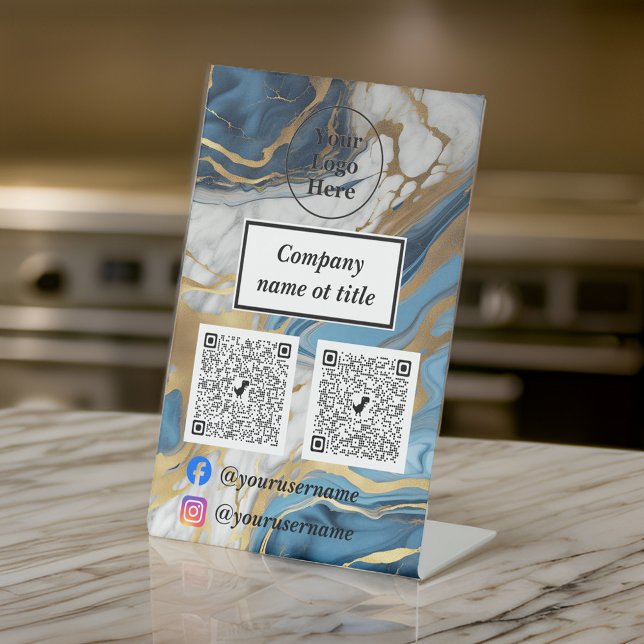 Blaues Gold und weißer Marmor Sockelschild (Von Creator hochgeladen)