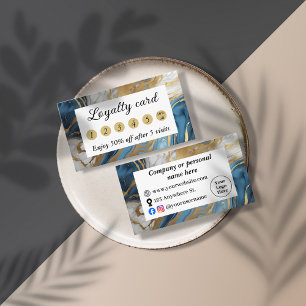 Blaues Gold und weißer Marmor Treuekarte