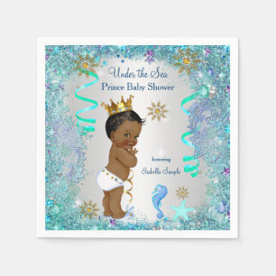 Blaues Gold unter dem Meer Prinz Baby Shower Ethni Serviette