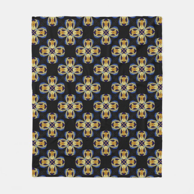 Blaues goldenes Sternenmuster Fleecedecke (Vorderseite)