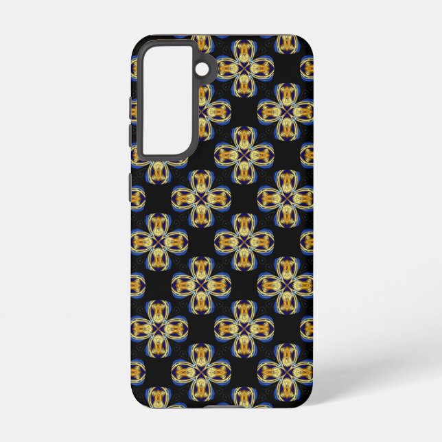 Blaues goldenes Sternenmuster Samsung Galaxy Hülle (Rückseite)