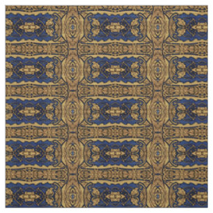 Blaues Goldkunst Nouveau Muster-Gewebe Stoff