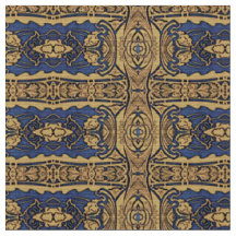 Blaues Goldkunst Nouveau Muster-Gewebe