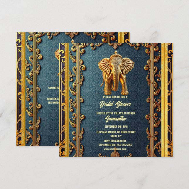 Blaues Goldmedaille-Brautparty Feiertagskarte (Vorne/Hinten)