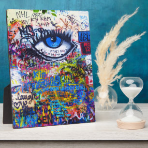 Blaues Graffiti-Auge Fotoplatte