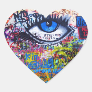 Blaues Graffiti-Auge Herz-Aufkleber