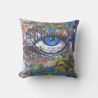 Blaues Graffiti-Auge Kissen