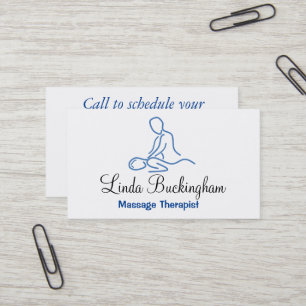 Blaues grafisches Massage-Therapeut-Logo Visitenkarte