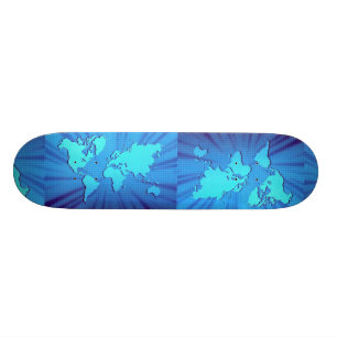 Blaues grafisches Weltkartebett Skateboard