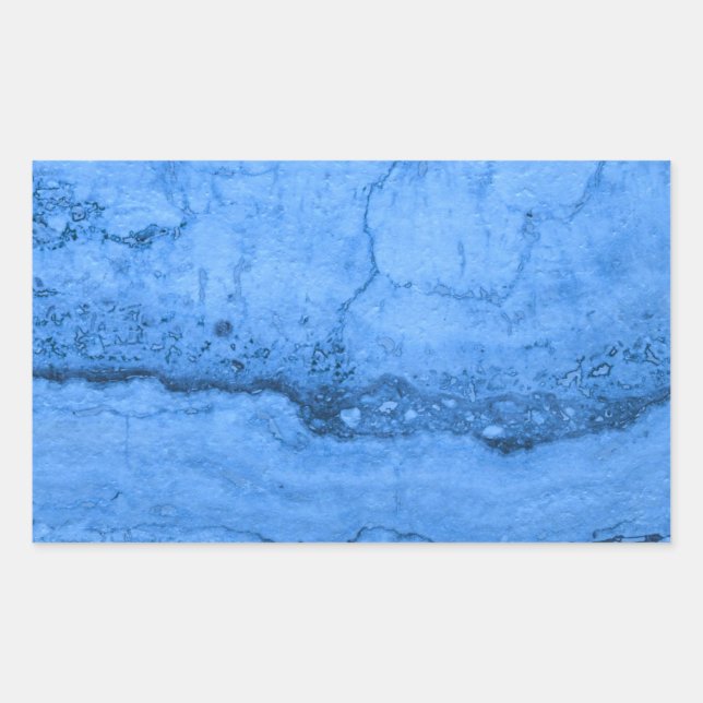 Blaues Granitmuster, blauer Marmor, blauer Stein Rechteckiger Aufkleber (Vorderseite)