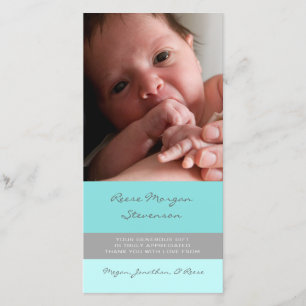 Blaues Grau danken Ihnen Baby-Duschen-Foto-Karten Dankeskarte