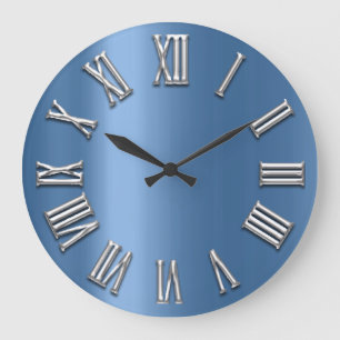 Blaues Grau-graues Metallgraue silberne römische Große Wanduhr