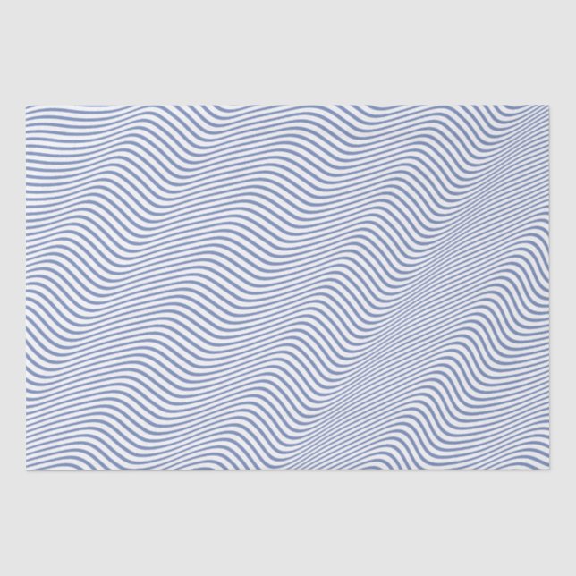 Blaues Grau-und weißesschrulliges Wellen-Muster Seidenpapier (Vorderseite)