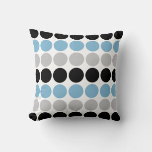 Blaues, graues, schwarzes Retro Kreis-Muster Kissen