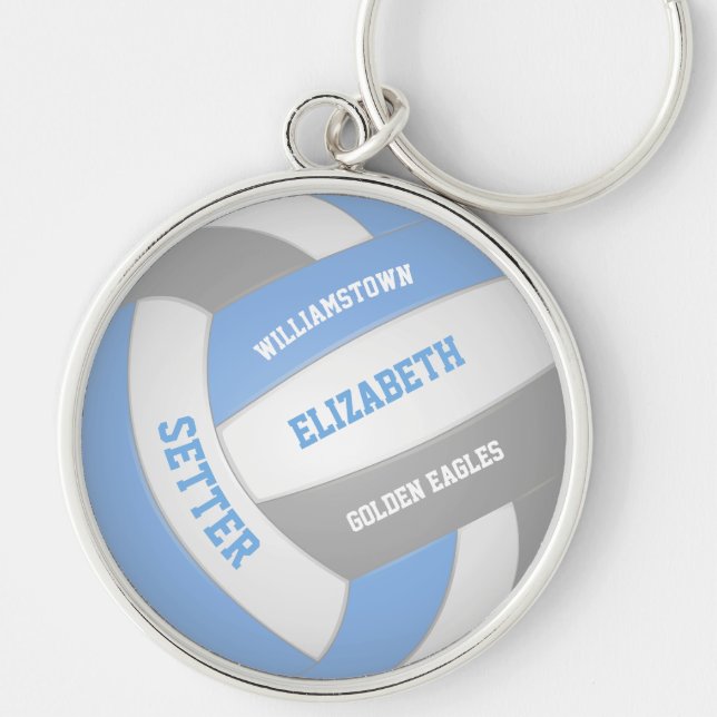 Blaues graues Sportteam färbt Volleyball Schlüsselanhänger (Vorne)