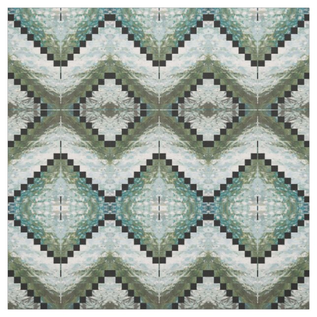Blaues, graues, weises Grün u. Creme-Gewebe Stoff (Muster)