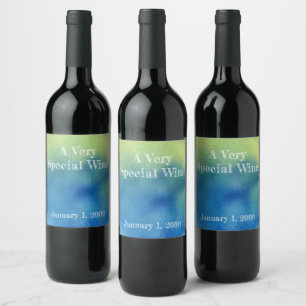 Blaues Grün-Aquarell-Spray-Wein-Aufkleber Weinetikett