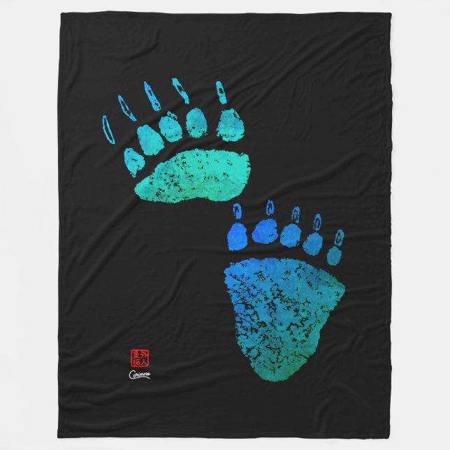 Blaues Grün-Bärn-Tatzen - große Fleece-Decke Fleecedecke (Vorderseite)