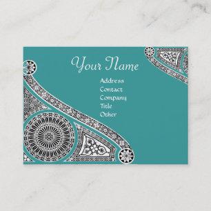 Blaues Grün RENAISSANCE Monogramms 2 Visitenkarte