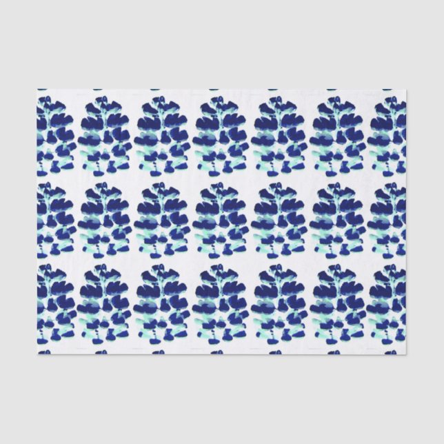 Blaues grünes Aquarellpapier Lupin Blume Seidenpapier (Vorderseite)