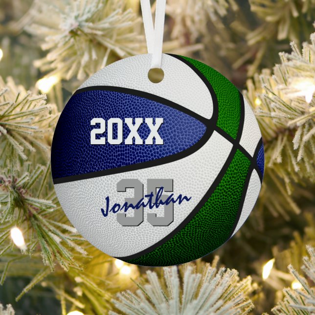 Blaues grünes Basketballteam färbt Teenager Ornament Aus Metall (InSitu)