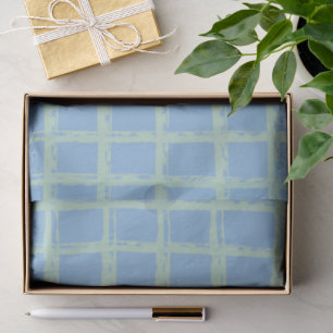 Blaues, grünes Hand gemaltes Zwirn-Musterpapier Seidenpapier