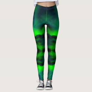 Blaues grünes Nordlicht Abstraktes Kunstmuster Leggings
