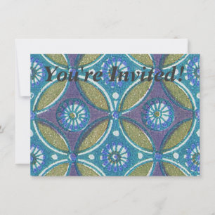 Blaues grünes Rustikales Boho Geometrisches Zirkel Einladung