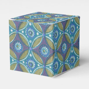 Blaues grünes Rustikales Boho Geometrisches Zirkel Geschenkschachtel