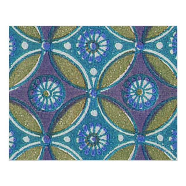 Blaues grünes Rustikales Boho Geometrisches Zirkel Poster (Vorderseite)