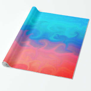 Blaues, grünes und orangefarbenes Design Geschenkpapier