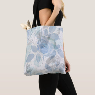 Blaues Grunge-Design für Rose Tasche