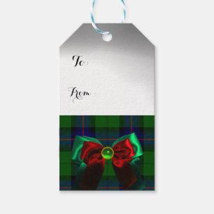 BLAUES GRÜNschottischer TARTAN MIT WEIHNACHTSbögen Geschenkanhänger