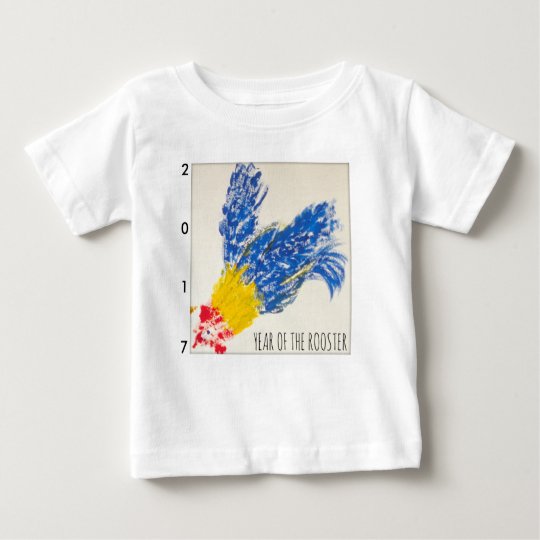 Blaues Hahn-Kindermalerei-Baby-T-Stück 2017 Baby T-shirt