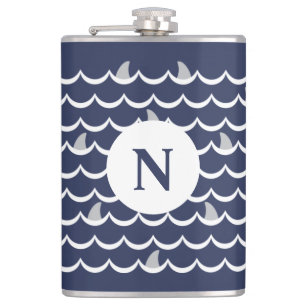 Blaues Hai-Fin-Monogramm-Tasse Flachmann