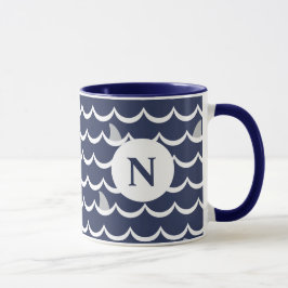 Blaues Hai-Fin-Monogramm-Tasse Tasse