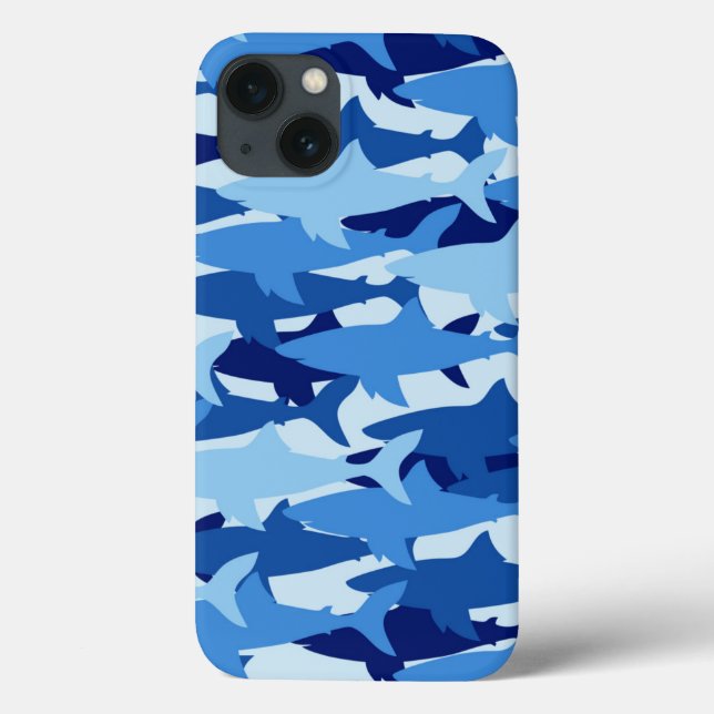 Blaues Hai Muster Case-Mate iPhone Hülle (Rückseite)