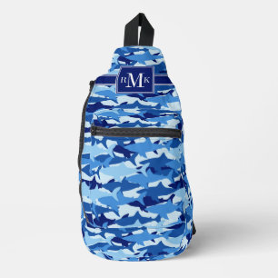 Blaues Hai Muster Crossbody Bag