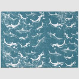 Blaues Hai-Muster Seidenpapier