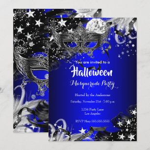 Blaues Halloween-Magisches Night-Masquerade-Party Einladung