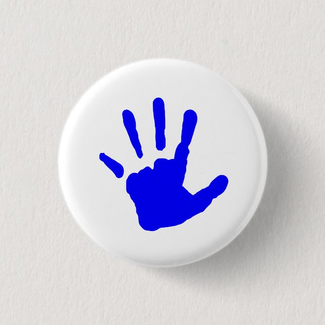 Blaues Handprint Button (Vorderseite)