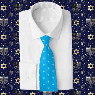 Blaues Hanukka-Menora-Halstuch Krawatte