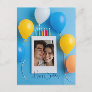 Blaues Happy Birthday personalisiertes Poloraid Postkarte